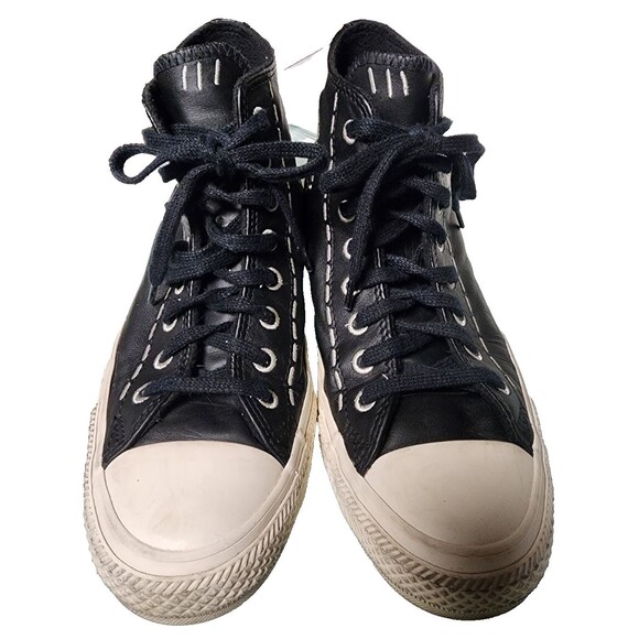 Converse Chuck Taylor All Star Leather High Top Sneakers Black Size 8.5 Womens - Picture 2 of 6